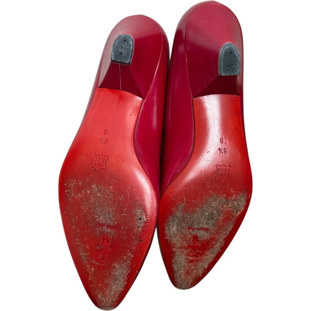 Vintage Bruno Magli Size 8.5 Italian Leather Heels Red Bottom Kitten Heel 80's - Picture 7 of 8